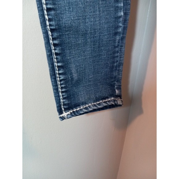 L.A.  idol Womens Juniors Distressed‎ Embroidered Rhinstones Skinny Jeans Size 7 - Picture 11 of 13